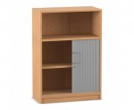 Flexeo Rollladen-Schrank, 2 Fächer unten, 1 Fach oben = 3 Ordnerhöhen  (Zoom)
