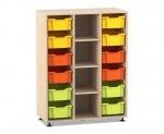 Flexeo Regal PRO, 3 Reihen, 12 Boxen Gr. M, 4 schmale Fcher mittig