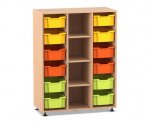 Flexeo Regal PRO, 3 Reihen, 12 Boxen Gr. M, 4 schmale Fächer mittig  (Zoom)