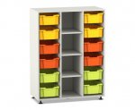 Flexeo Regal PRO, 3 Reihen, 12 Boxen Gr. M, 4 schmale Fächer mittig  (Zoom)