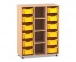 Flexeo Regal PRO, 3 Reihen, 12 Boxen Gr. M, 4 schmale Fächer mittig  (Zoom)