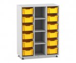 Flexeo Regal PRO, 3 Reihen, 12 Boxen Gr. M, 4 schmale Fächer mittig  (Zoom)