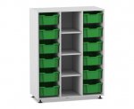 Flexeo Regal PRO, 3 Reihen, 12 Boxen Gr. M, 4 schmale Fächer mittig  (Zoom)