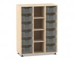 Flexeo Regal PRO, 3 Reihen, 12 Boxen Gr. M, 4 schmale Fächer mittig  (Zoom)