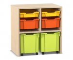 Flexeo Regal PRO, 2 Reihen, je 2 Boxen Gr. S und M, 2 fahrbare XL-Boxen