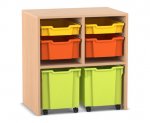 Flexeo Regal PRO, 2 Reihen, je 2 Boxen Gr. S und M, 2 fahrbare XL-Boxen  (Zoom)