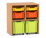Flexeo Regal PRO, 2 Reihen, je 2 Boxen Gr. S und M, 2 fahrbare XL-Boxen  (Zoom)