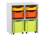 Flexeo Regal PRO, 2 Reihen, je 2 Boxen Gr. S und M, 2 fahrbare XL-Boxen  (Zoom)