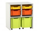 Flexeo Regal PRO, 2 Reihen, je 2 Boxen Gr. S und M, 2 fahrbare XL-Boxen  (Zoom)