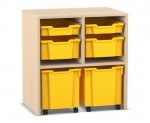 Flexeo Regal PRO, 2 Reihen, je 2 Boxen Gr. S und M, 2 fahrbare XL-Boxen  (Zoom)