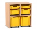 Flexeo Regal PRO, 2 Reihen, je 2 Boxen Gr. S und M, 2 fahrbare XL-Boxen  (Zoom)