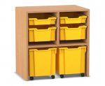 Flexeo Regal PRO, 2 Reihen, je 2 Boxen Gr. S und M, 2 fahrbare XL-Boxen  (Zoom)