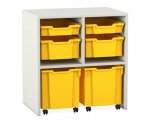 Flexeo Regal PRO, 2 Reihen, je 2 Boxen Gr. S und M, 2 fahrbare XL-Boxen  (Zoom)