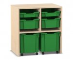 Flexeo Regal PRO, 2 Reihen, je 2 Boxen Gr. S und M, 2 fahrbare XL-Boxen  (Zoom)
