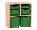 Flexeo Regal PRO, 2 Reihen, je 2 Boxen Gr. S und M, 2 fahrbare XL-Boxen  (Zoom)