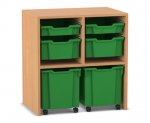 Flexeo Regal PRO, 2 Reihen, je 2 Boxen Gr. S und M, 2 fahrbare XL-Boxen  (Zoom)
