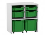 Flexeo Regal PRO, 2 Reihen, je 2 Boxen Gr. S und M, 2 fahrbare XL-Boxen  (Zoom)