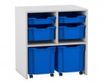Flexeo Regal PRO, 2 Reihen, je 2 Boxen Gr. S und M, 2 fahrbare XL-Boxen  (Zoom)