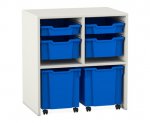 Flexeo Regal PRO, 2 Reihen, je 2 Boxen Gr. S und M, 2 fahrbare XL-Boxen  (Zoom)