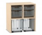 Flexeo Regal PRO, 2 Reihen, je 2 Boxen Gr. S und M, 2 fahrbare XL-Boxen  (Zoom)