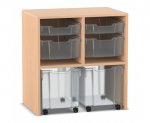 Flexeo Regal PRO, 2 Reihen, je 2 Boxen Gr. S und M, 2 fahrbare XL-Boxen  (Zoom)