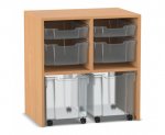Flexeo Regal PRO, 2 Reihen, je 2 Boxen Gr. S und M, 2 fahrbare XL-Boxen  (Zoom)