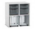 Flexeo Regal PRO, 2 Reihen, je 2 Boxen Gr. S und M, 2 fahrbare XL-Boxen  (Zoom)