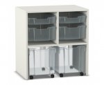 Flexeo Regal PRO, 2 Reihen, je 2 Boxen Gr. S und M, 2 fahrbare XL-Boxen  (Zoom)