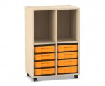 Flexeo Regal, 2 Reihen, 8 kleine Boxen, 2 Fächer oben  (Zoom)