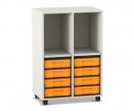 Flexeo Regal, 2 Reihen, 8 kleine Boxen, 2 Fächer oben  (Zoom)
