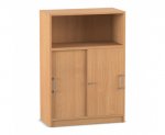 Flexeo Kombi-Schrank, unten Schiebetüren, oben 1 Fach = 3 Ordnerhöhen  (Zoom)