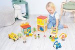 beleduc Meine kleine Welt Stadt Set 3 Haus-Elemente mit Einrichtung zum freien Kombinieren (Zoom)
