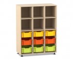 Flexeo Regal PRO, 3 Reihen, 9 Boxen Gr. M, 6 Fcher oben