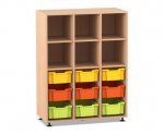 Flexeo Regal PRO, 3 Reihen, 9 Boxen Gr. M, 6 Fächer oben  (Zoom)