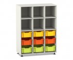 Flexeo Regal PRO, 3 Reihen, 9 Boxen Gr. M, 6 Fächer oben  (Zoom)