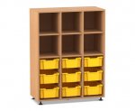 Flexeo Regal PRO, 3 Reihen, 9 Boxen Gr. M, 6 Fächer oben  (Zoom)