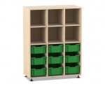 Flexeo Regal PRO, 3 Reihen, 9 Boxen Gr. M, 6 Fächer oben  (Zoom)