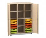 Flexeo Regalschrank PRO, 3 Reihen, 12 Boxen Gr. S, 8 Fcher, 2 Tren
