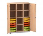Flexeo Regalschrank PRO, 3 Reihen, 12 Boxen Gr. S, 8 Fächer, 2 Türen  (Zoom)