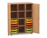 Flexeo Regalschrank PRO, 3 Reihen, 12 Boxen Gr. S, 8 Fächer, 2 Türen  (Zoom)