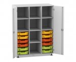 Flexeo Regalschrank PRO, 3 Reihen, 12 Boxen Gr. S, 8 Fächer, 2 Türen  (Zoom)