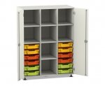 Flexeo Regalschrank PRO, 3 Reihen, 12 Boxen Gr. S, 8 Fächer, 2 Türen  (Zoom)