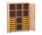 Flexeo Regalschrank PRO, 3 Reihen, 12 Boxen Gr. S, 8 Fächer, 2 Türen  (Zoom)