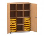 Flexeo Regalschrank PRO, 3 Reihen, 12 Boxen Gr. S, 8 Fächer, 2 Türen  (Zoom)