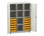 Flexeo Regalschrank PRO, 3 Reihen, 12 Boxen Gr. S, 8 Fächer, 2 Türen  (Zoom)