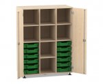 Flexeo Regalschrank PRO, 3 Reihen, 12 Boxen Gr. S, 8 Fächer, 2 Türen  (Zoom)