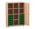 Flexeo Regalschrank PRO, 3 Reihen, 12 Boxen Gr. S, 8 Fächer, 2 Türen  (Zoom)