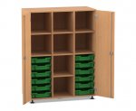 Flexeo Regalschrank PRO, 3 Reihen, 12 Boxen Gr. S, 8 Fächer, 2 Türen  (Zoom)
