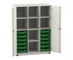 Flexeo Regalschrank PRO, 3 Reihen, 12 Boxen Gr. S, 8 Fächer, 2 Türen  (Zoom)