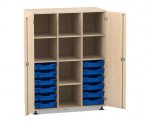 Flexeo Regalschrank PRO, 3 Reihen, 12 Boxen Gr. S, 8 Fächer, 2 Türen  (Zoom)